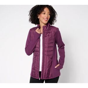SUNNYLiFE Women's Plus Sz Jacket 2X Mixed Media Quilted Purple A663631